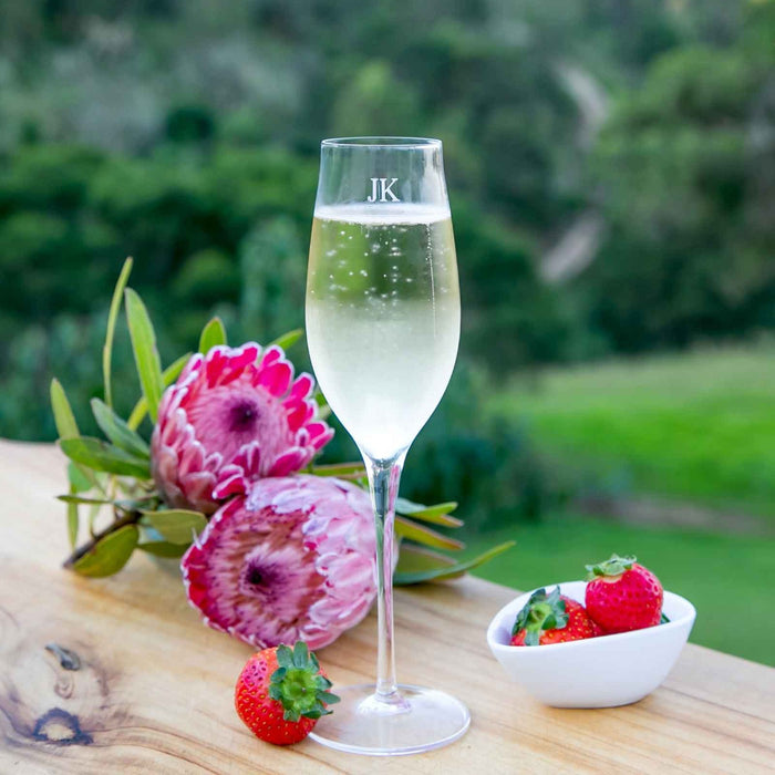 Personalised Engraved Initials Contour Champagne Glasses