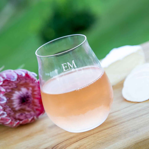 Customised Engraved Initials Contour 430ml Stemless Wine Glass Birthday Present