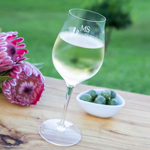 Customised Engraved Initials Classic Contour 350ml Wine Glass Birthday Present