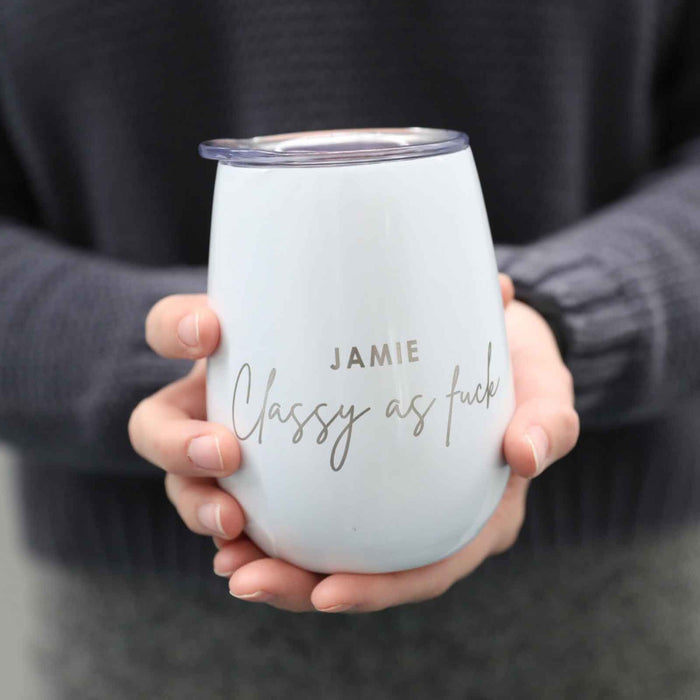 Personalised Engraved Stemless White Wine Glass Sipper Inappropriate Birthday Gift
