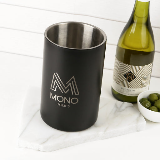 Custom Engraved Company Logo Matte Black Stainless Steel Wine Cooler