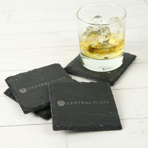 Engraved Corporate Logo on Premium Slate Grey Coasters