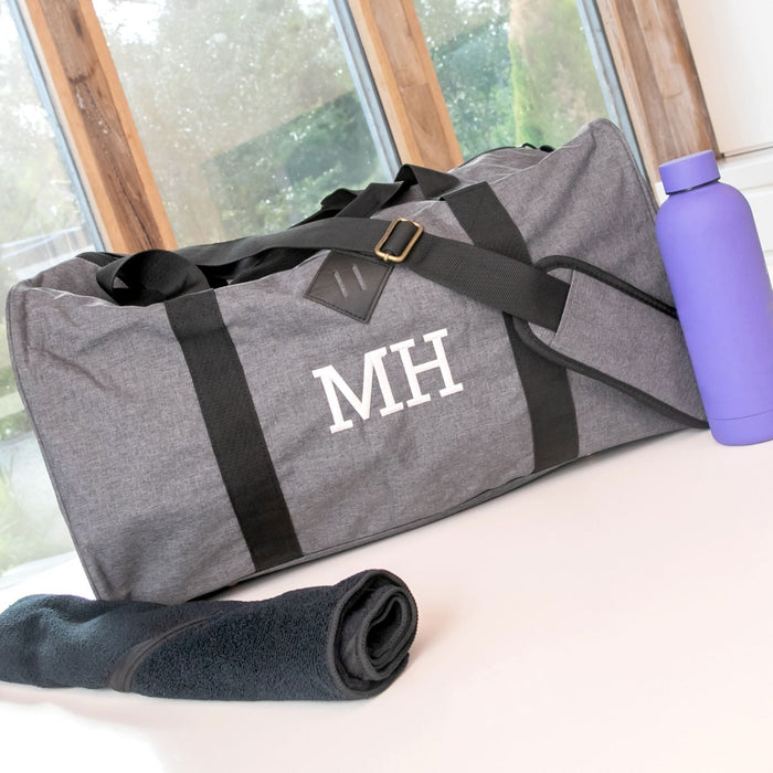 Personalised Embroidered Black Sports Duffle Bag with Shoe Compartment