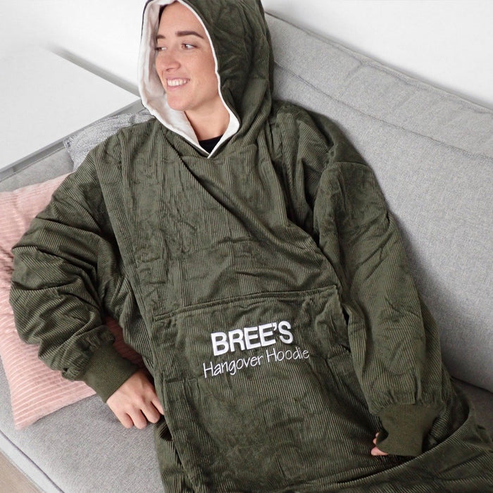 Embroidered hooded blanket oodie with personalised name