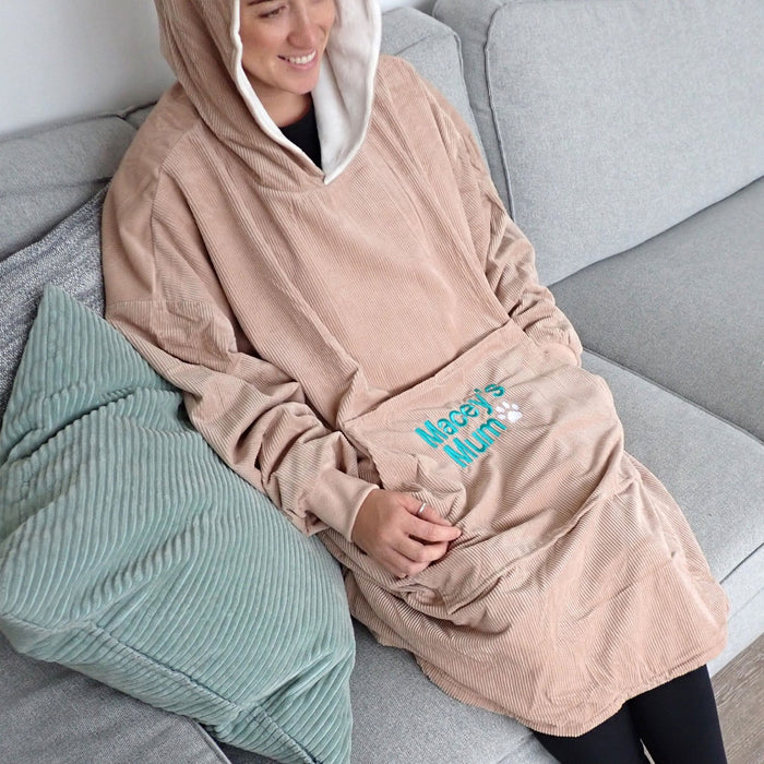 Embroidered hooded blanket pet oodie with personalised name