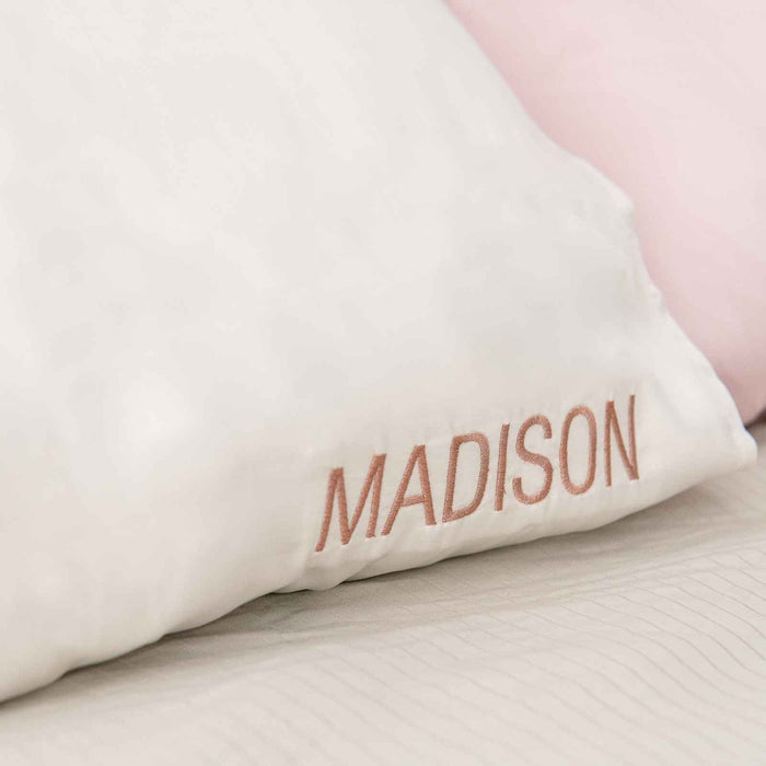 Personalised Embroidered White Silk Pillowcase Birthday Present