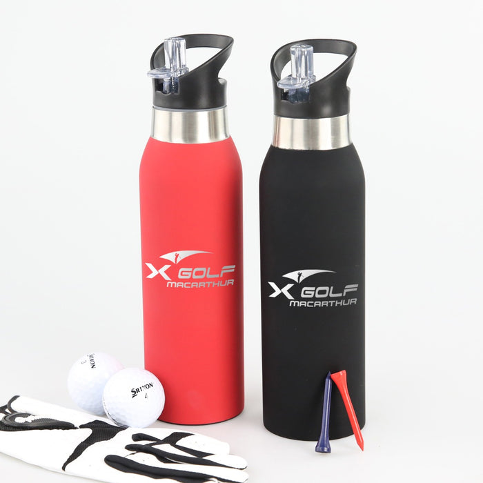 Personalised 500ml aluminium sports drink bottle with custom engraving – corporate gift idea.