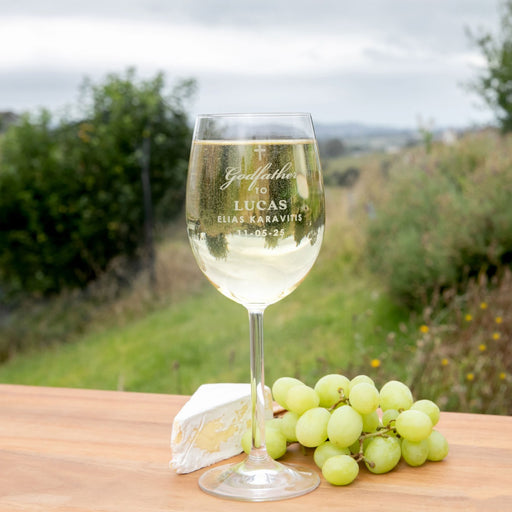 Personalised Engraved Godmother Wine Glass Present for Christenings , baptisms and naming days