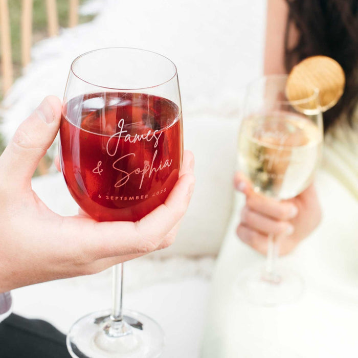 Personalised Engraved Wedding Bride and Groom Toasting Glasses