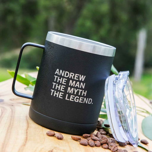 Customised Engraved Matte Black 400ml Stainless Steel Metal Travel Mug Birthday Gift
