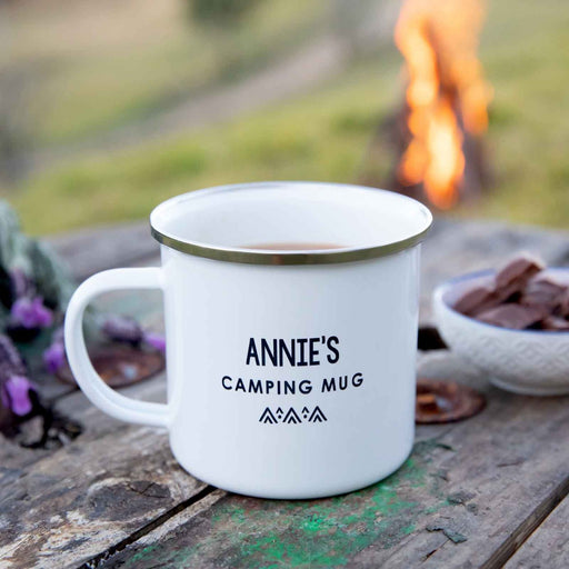 Personalised Engraved 500ml White Enamel Camping Mug