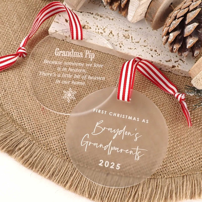 Customised Engraved Clear or Frosted Christmas Tree Decoration