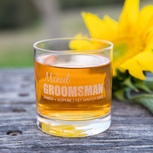 Custom Artwork Engraved Name Groomsman Best Man Groom Scotch Glass