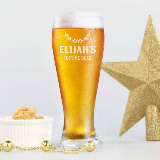 Personalised Engraved Christmas Schooner Beer Glass Present