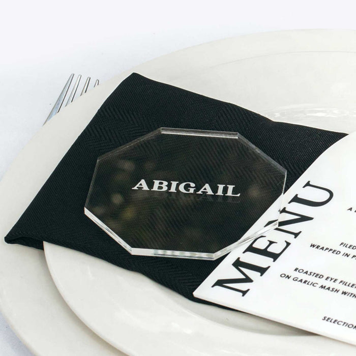 Personalised Engraved 6mm Clear Acrylic Wedding Octagon Coaster Place