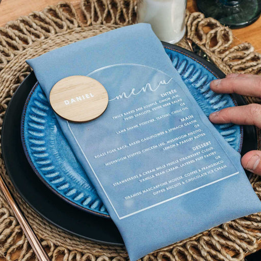 Customised Engraved Clear Acrylic Wedding Reception Menu