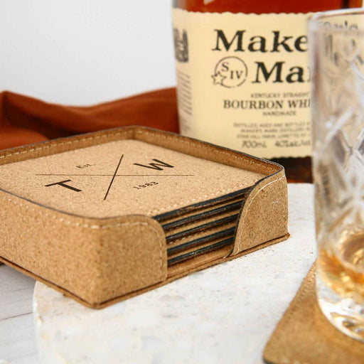 Customised Engraved Cork Square Coasters Birthday Present