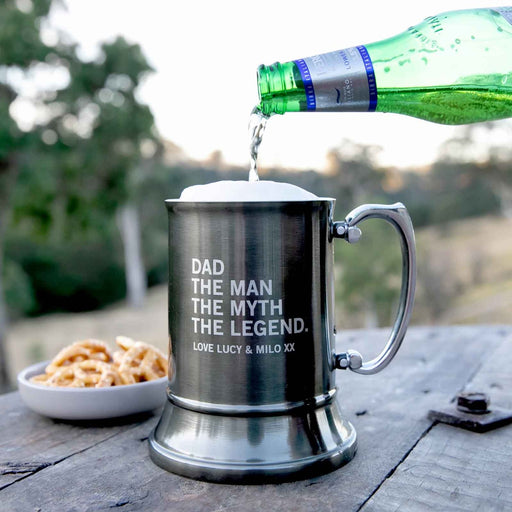 Customised Engraved Father's Day Metal Black Beer Mug Present