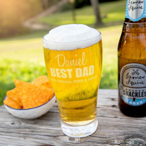 Custom Engraved Father's Day 425ml Schooner Pint Beer Glass Present