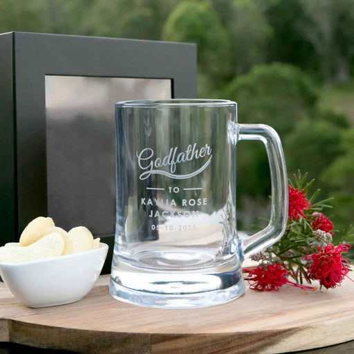 Customised Engraved Godfather Beer Stein Glass Mug