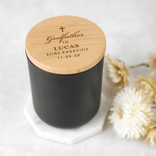 Customised Engraved name Godmother BlackSoy Christening Candle