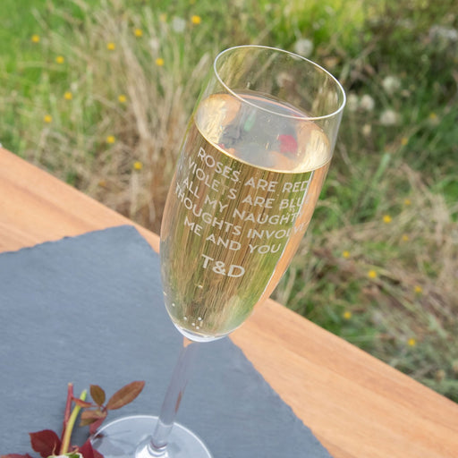 Customised Engraved "Together we make a Perfect Match" Valentine's Champagne Glasses