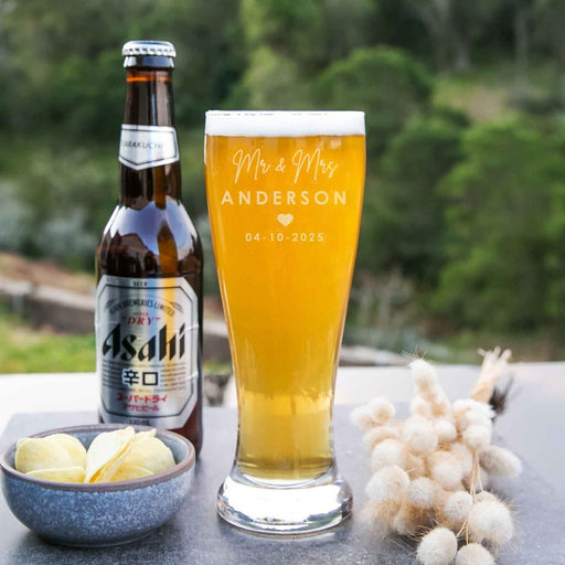 Personalised Engraved Name Groomsman Beer Glass for Wedding