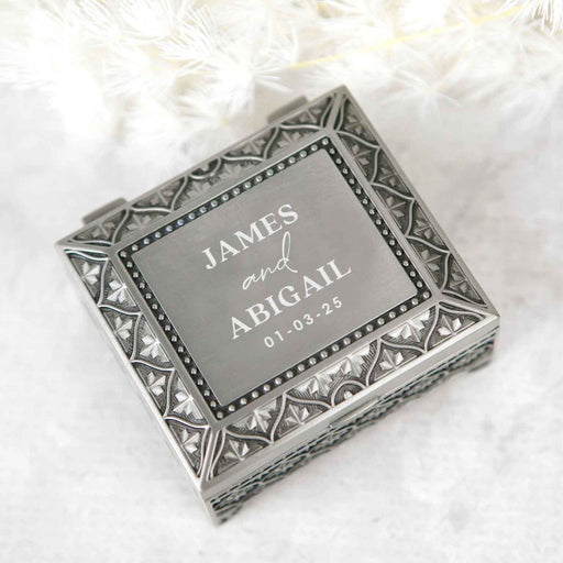 Personalised Engraved Bride and Groom Wedding Jewellery Box