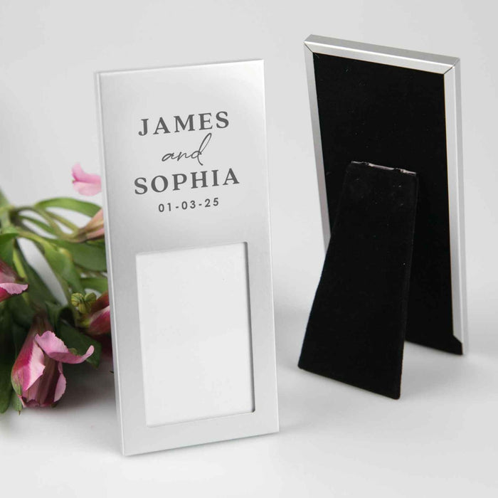 Personalised Engraved Bride and Grooms Name Wedding Silver Photo Frame Favour