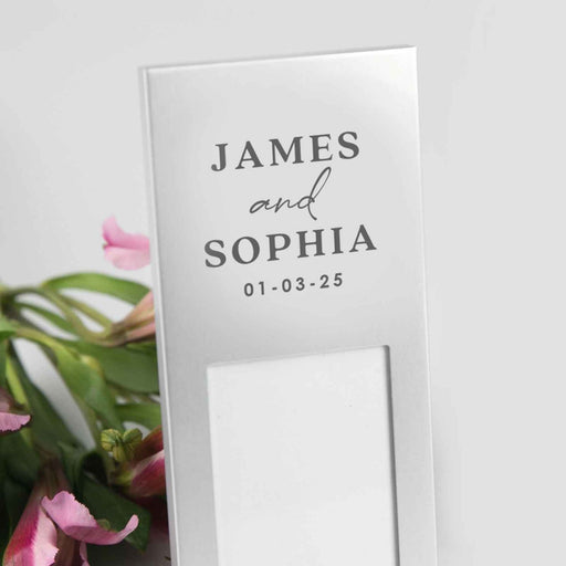 Personalised Engraved Bride and Grooms Name Wedding Silver Photo Frame Favour