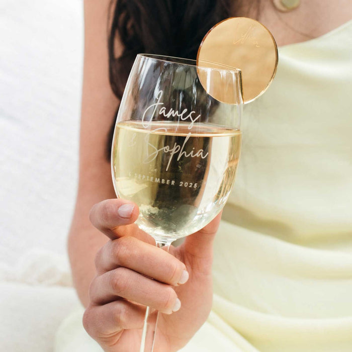 Personalised Engraved Name Wedding Favour Wine Glass