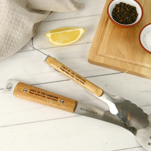 Customised Engraved Father's Day Engraved BBQ Set Present- Tongs and spatula
