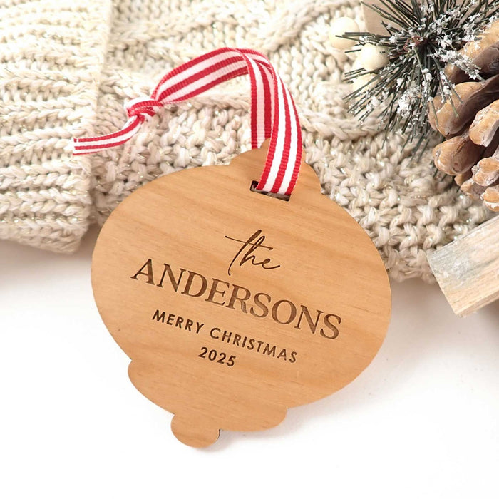 Customised Engraved Wooden Bell Christmas Tree Decoration