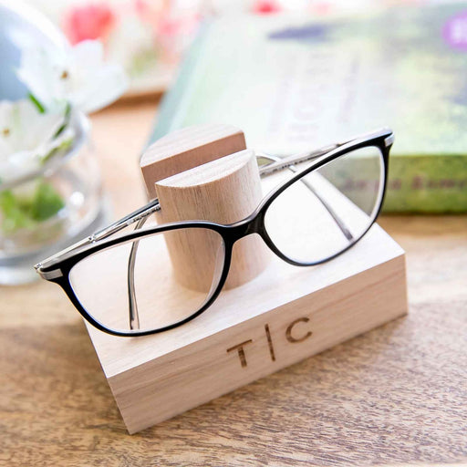 Personalised Engraved Tasmanian Oak Reading Glasses Stand Birthday Gift
