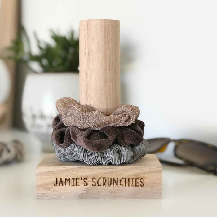 Personalised Engraved Tasmanian Oak Wooden Scrunchie Stand