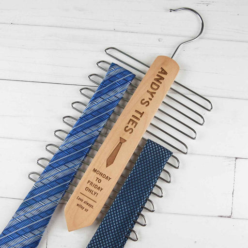 Personalised Engraved Wooden Tie Hanger Christmas Present