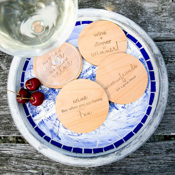 Customised Engraved Birthday Wooden Coaster Gift Box Set