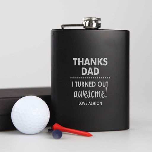 Personalised Engraved Father's Day Black Hip Flask- The World's Best dad