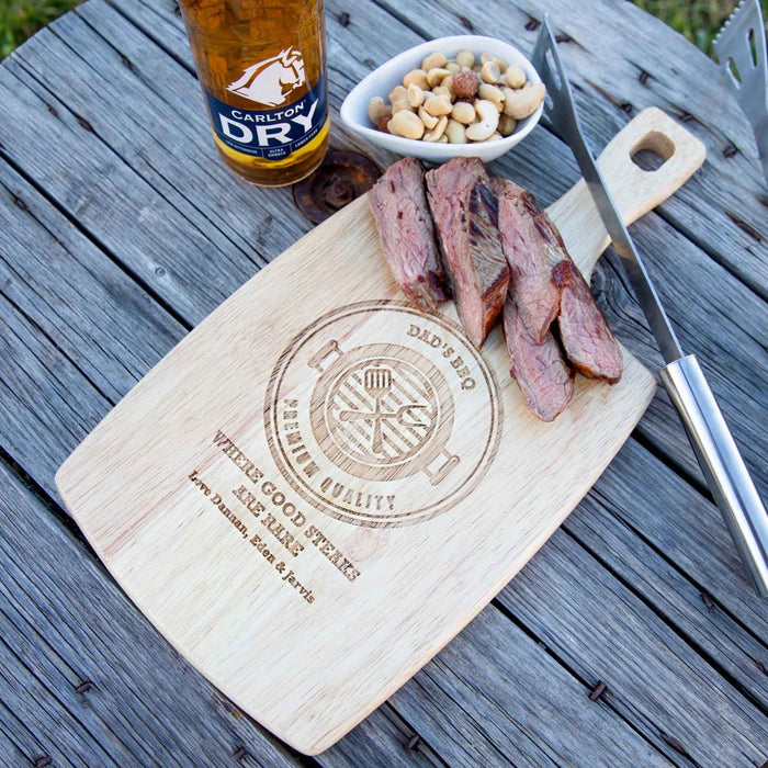 Personalised Engraved Father's Day Wooden Cheese, Chopping, Serving Paddle Board Present