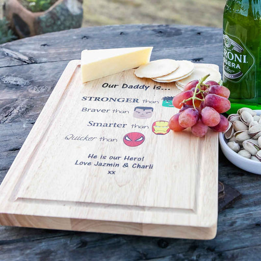 Custom Artwork Full Colour Printed Super Hero Father's Day Cheese Platter Board