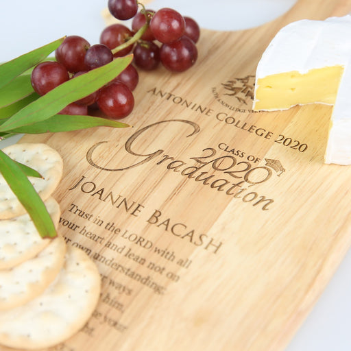 Customised Engraved Graduation Cheese serving Chopping Paddle Board