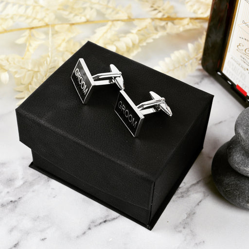 Grooms Cufflinks with Black Presentation Gift Box
