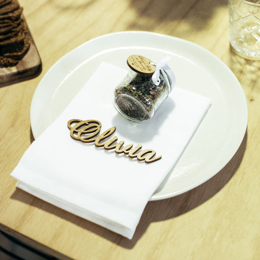 Custom Designed Laser cut & Engraved wooden name placecards favours