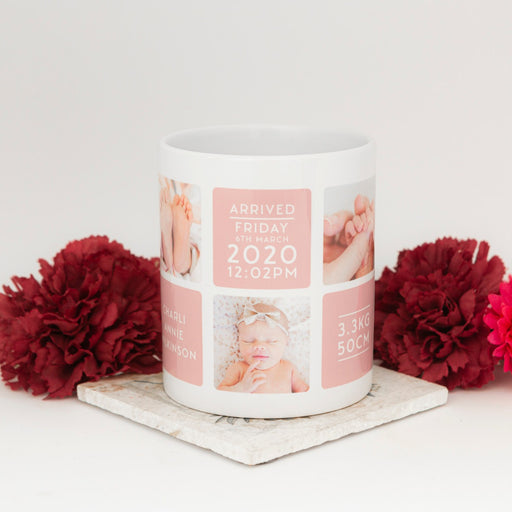 Customised Baby Girl Announcement Photo Printed Coffee Mug 325ml