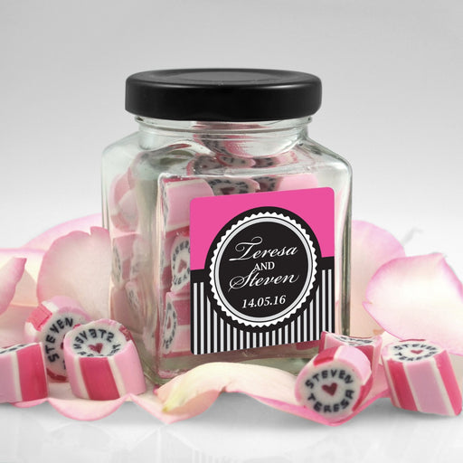 Personalised Colour Printed Label with Customised Candy inside Wedding Favour