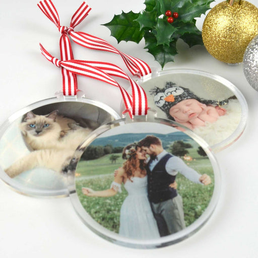 Photo Colour Printed Acrylic Christmas Bauble Decoration Nana, Mum Present