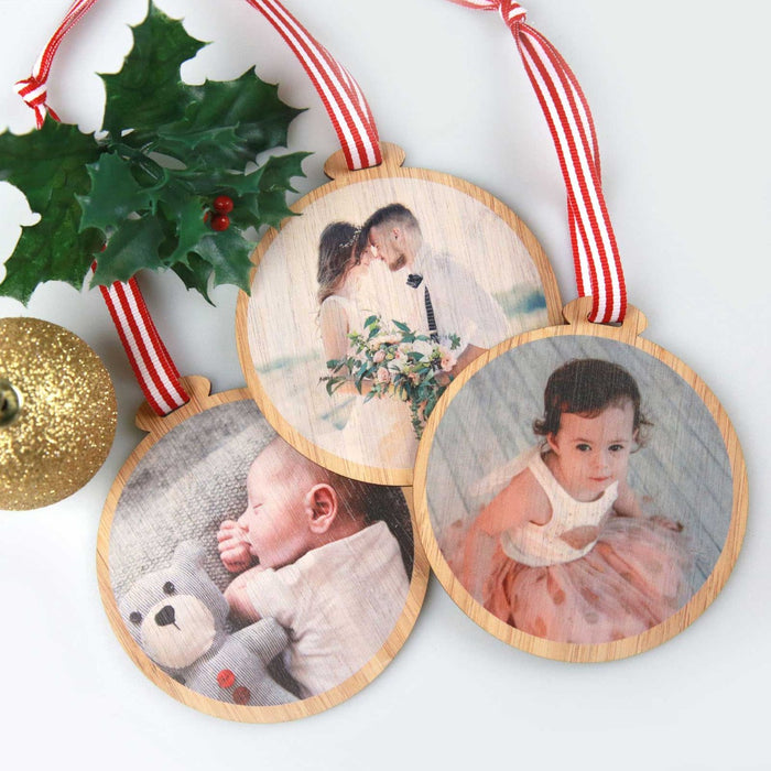 Personalised Colour Photo Printed Christmas Tree Decoration Present