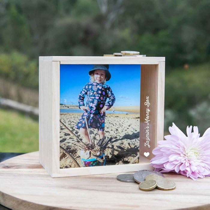 Photo Printed Birthday Wooden Money Box