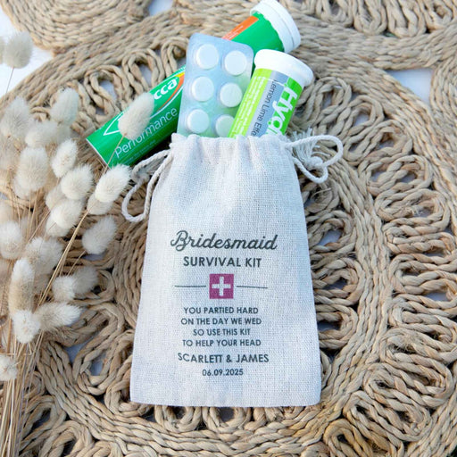 Custom Designed Colour Printed Wedding Groomsman survival Hangover Kit