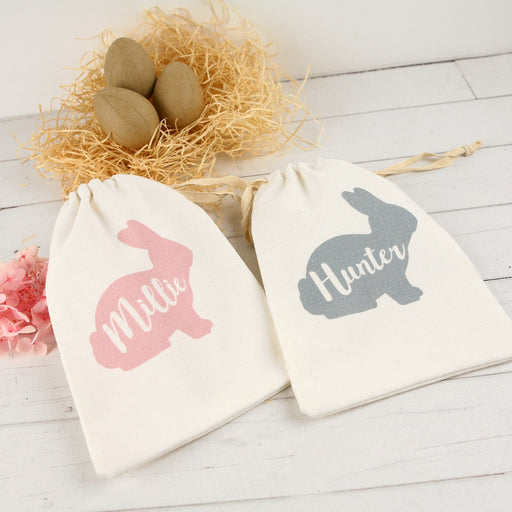 Personalised Printed Calico Easter Drawstring Bag